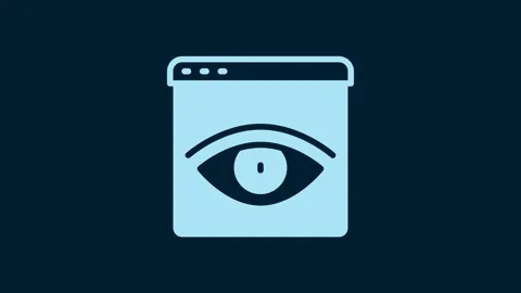 White Browser incognito window icon isolated on blue background. 4K Video motion Stock Footage 229574356