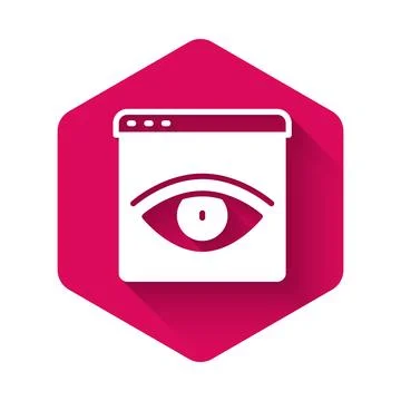 White Browser incognito window icon isolated with long shadow background. Pink Stock Illustration