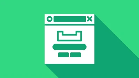 White Browser window icon isolated on green background. 4K Video motion graphic Stock Footage 147153904