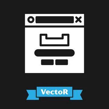 White Browser window icon isolated on black background. Vector Illustration 库存插图