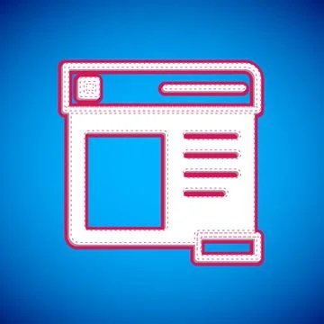 White Browser window icon isolated on blue background. Vector Stock Illustration