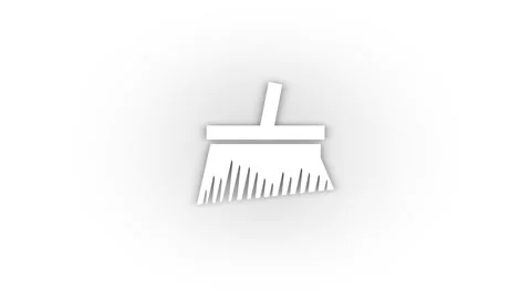 White brush icon with shadow isolated on white background. Stock Footage 207341831