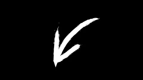 White brush stroke animated arrow pointing down left on isolated black backgroun Stock Footage 333727380