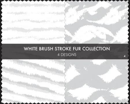 White Brush Stroke Fur Seamless Pattern Collection イラスト素材