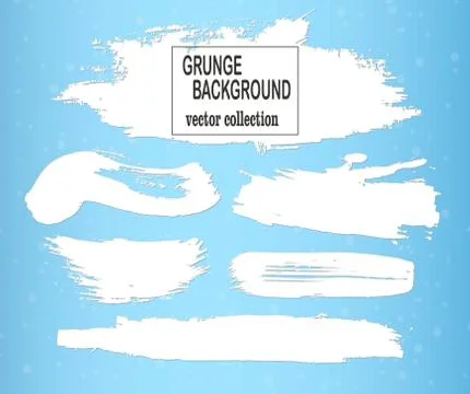 White brush strokes on a blue background, ink brush strokes, brushes, lines.. Stock Illustration