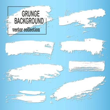 White brush strokes on a blue background, ink brush strokes, brushes, lines Stock Illustration