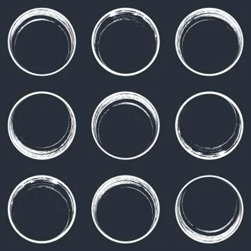 White brush strokes circle web buttons Illustrazione stock