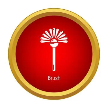 White brush tool icon on red circle Illustration