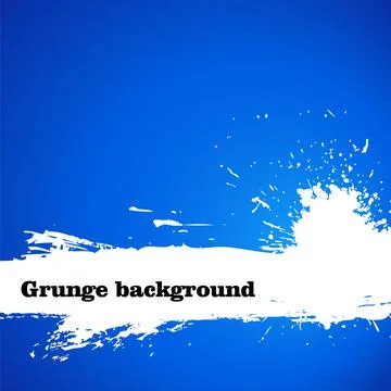 White brushstroke over blue background. Dirty artistic grunge ink design Illustrazione stock