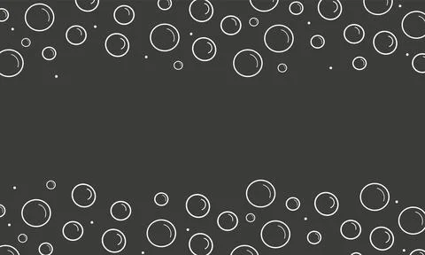 White bubble border on black background, suds pattern. Transparent effervescent Stock Illustration