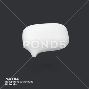 White bubble notification isolated 3d render icon illustration Modello PSD