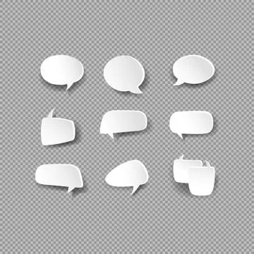 White bubble speech icon set. Various empty shapes with shadow. Chat Stock Illustration