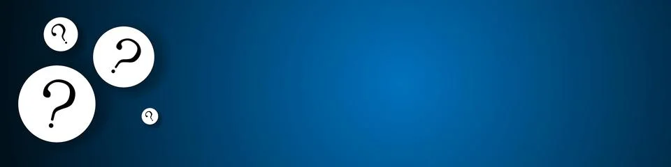 White bubbles with question mark on blue background with empty space for text. イラスト素材