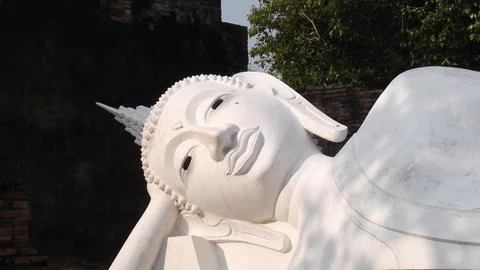 The white Buddha head Stock Photos