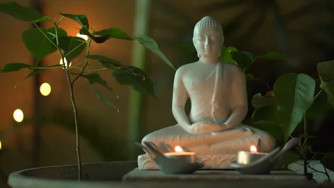 White Buddha Statue Stock Footage 122864282