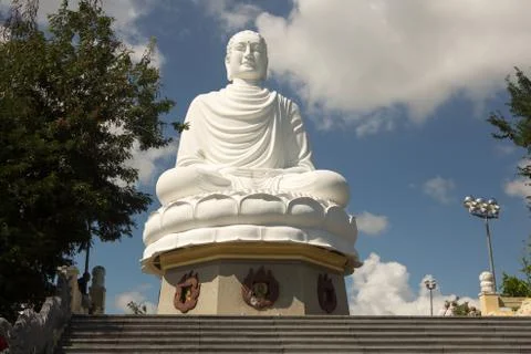 White Buddha Statue at Long Son Pagoda in Nha Trang, Stock Photos