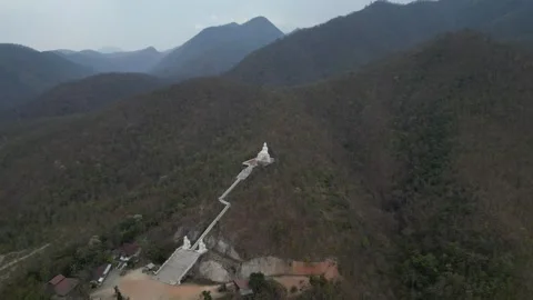 White Buddha Statue Temple in Pai, Mae Hong Son, Thailand Stock Footage 335570829