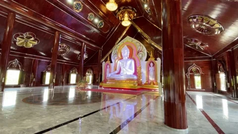 White buddha statue under construction giant dome at Wat Phraphuttha Saengtham Stock Footage 169966149