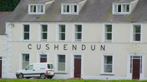 The white building of Cushendun in Ireland Stock Footage 67557798