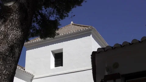 White building deep blue sky tourism vacation Stock Footage 74705303