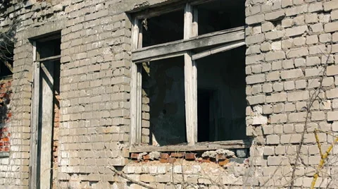 White building old windows Video stock 57322788