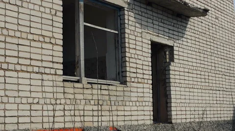 White building old windows Video stock 57322812