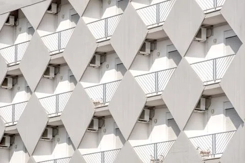 White building texture balcony backgroundmid Stock Photos