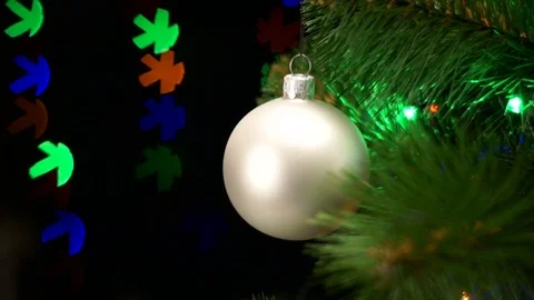 White bulb on Christmas tree Stock Footage 73041788