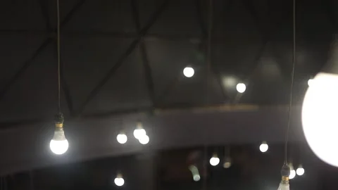 White bulb light bokeh, Decorative light, Dynamic shot Stock Footage 135897407