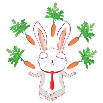White bunny with carrot Иллюстрация