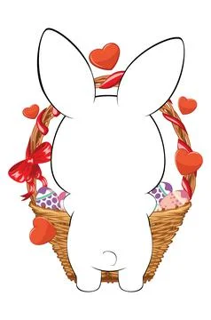 White Bunny with Easter eggs Stock Illustration