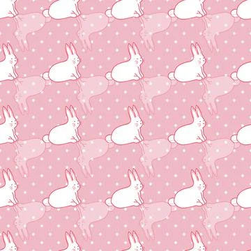White bunny Easter seamless pattern on pink background Stock Illustration