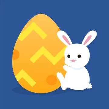White bunny holding easter egg Stock Illustration