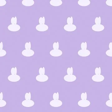 White bunny silhouettes repeating pattern on lavender background Stock Illustration