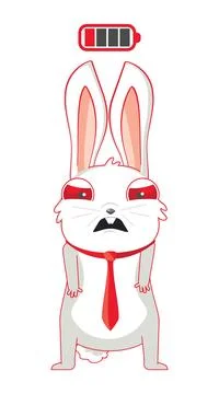 White bunny with uncharged battery Иллюстрация