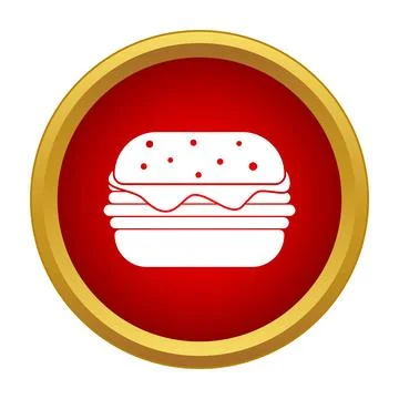 White burger icon on red menu button Stock Illustration