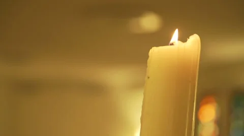 White Burning Candle Video stock 34346738