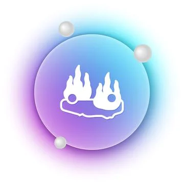 White Burning car icon isolated on white background. Car on fire. Broken au.. Stock Illustration