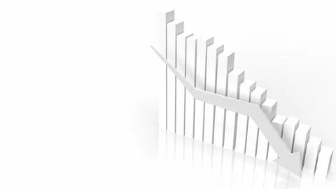 The white business chart arrow down 3d rendering Stock Illustration