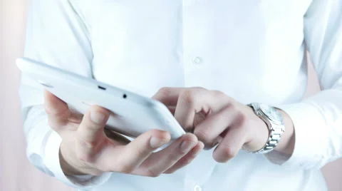 White Businessman Using Tablet Pc Stock Footage 64051393