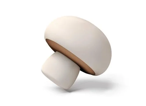 White Button Mushroom 3D Stock Illustration