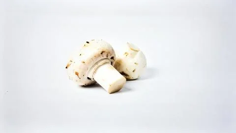 White Button Mushroom Isolated on White Background, Common Edible Fungi Rep.. Stock Photos