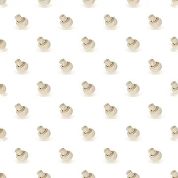 White button mushrooms forming clean seamless pattern background Illustrazione stock