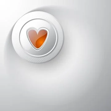 White button with red heart Illustrazione stock