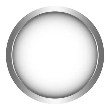 White button vector with silver frame on white isolated back. Stock Illustration
