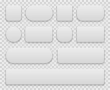 White buttons. Oval round rectangle circle square icons app shape, sign plastic イラスト素材