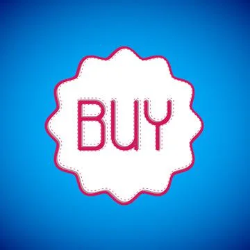 White Buy button icon isolated on blue background.  Vector Stock Illustration
