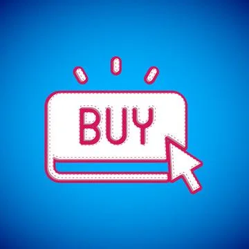 White Buy button icon isolated on blue background. Vector Illustrazione stock
