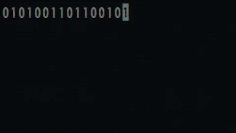 White bynary code fast typing on old led lcd display animation background loop - Stock Footage 83157903