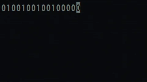 White bynary code fast typing on old led lcd display animation background loop - Stock Footage 83158393